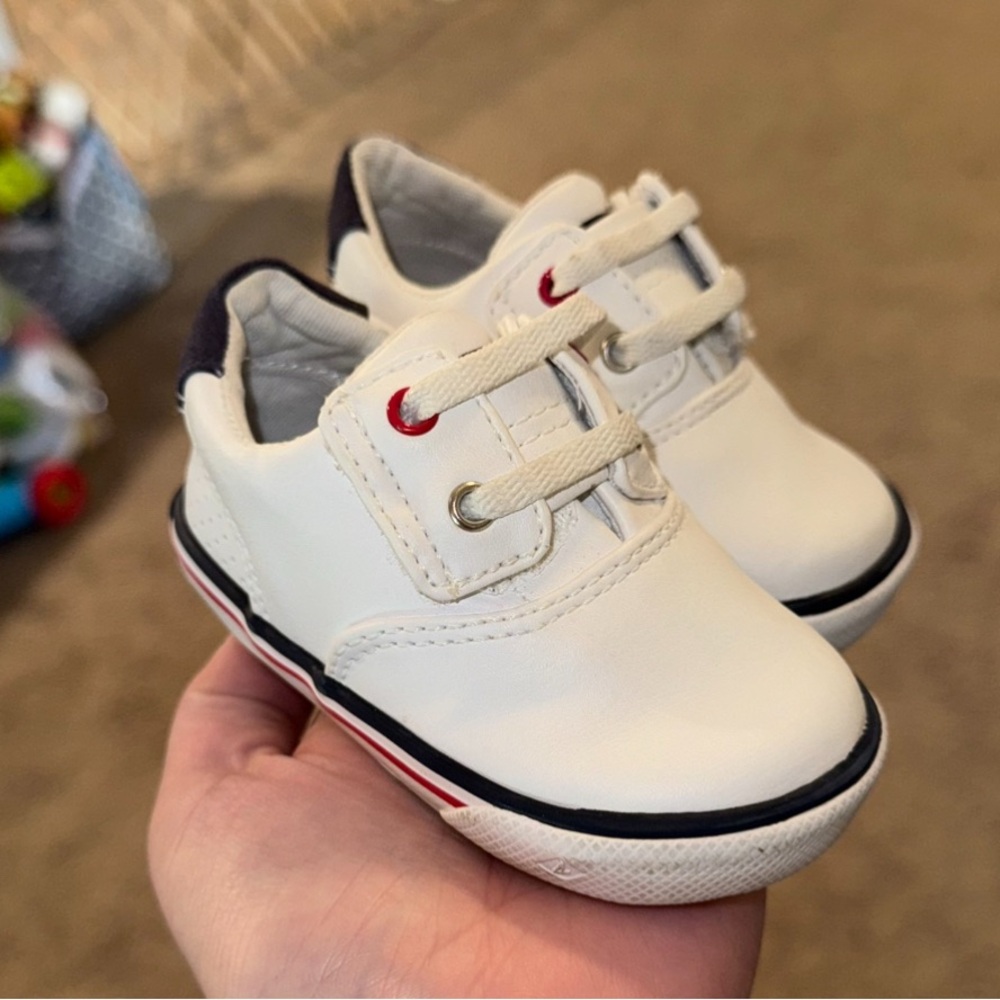 Sperry Top-Sider Baby Shoes | White & Navy | Memory Foam | Size Infant 3